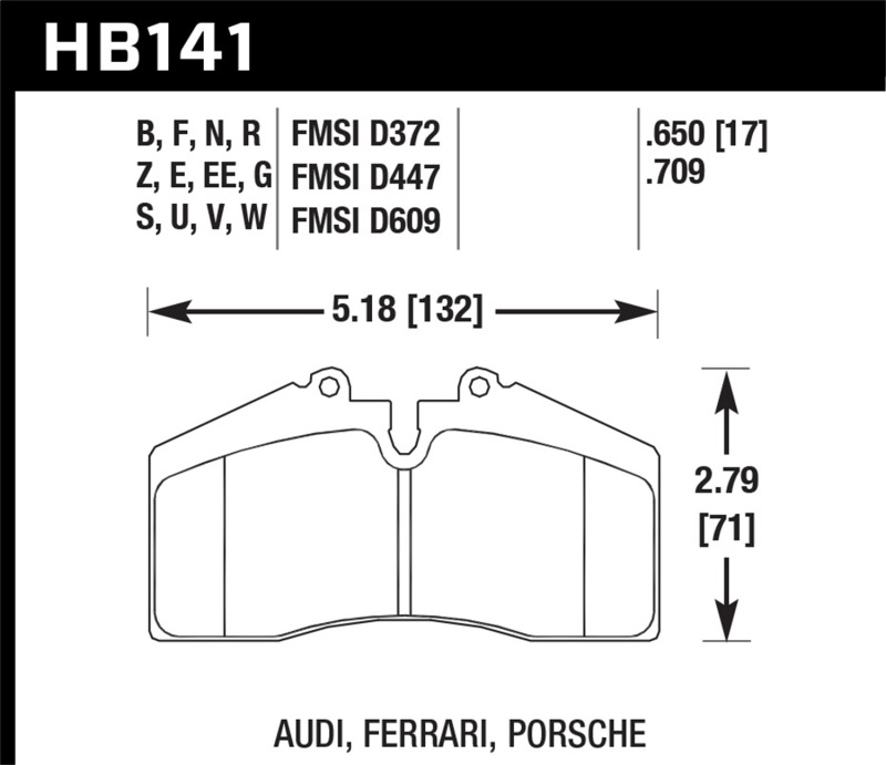 Hawk HB141B.650 Performance HPS 5.0 Rear Disc Brake Pads Set For Porsche 911