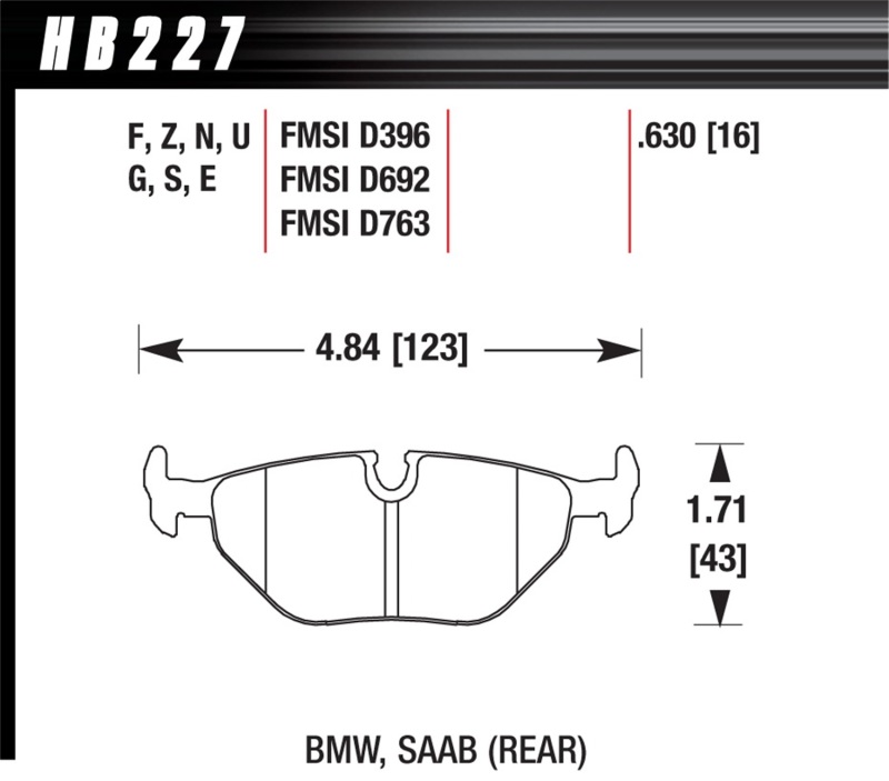 Hawk HB227Z.630 Performance Ceramic Disc Brake Pad 0.630 Thickness