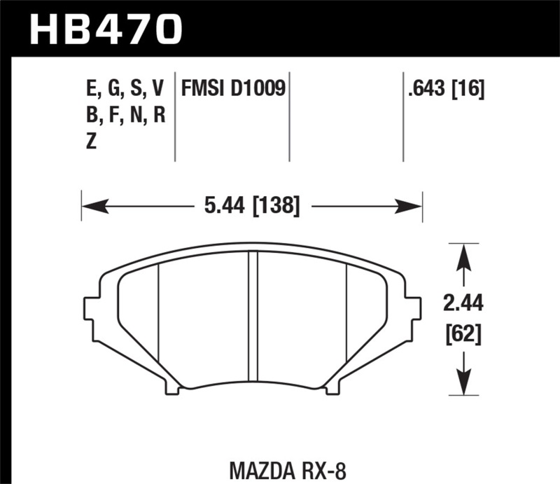 Hawk HB470N.643 Performance HP Plus Front Disc Brake Pads Set For Mazda RX-8