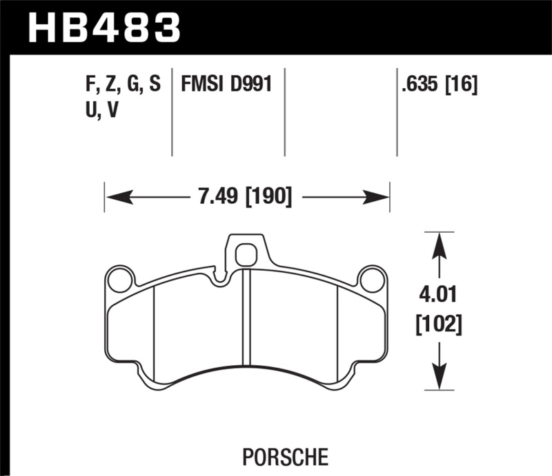 Hawk HB483B.635 HPS 5.0 Disc Brake Pad For 10-13 Porsche 911 3.8