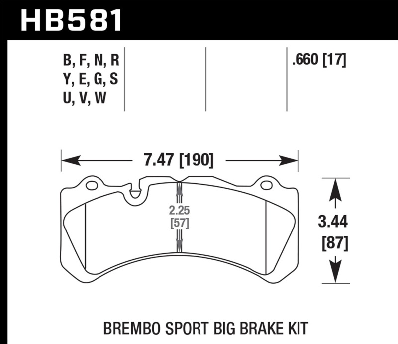 Hawk HB581U.660 DTC-70 Disc Brake Pad For 18 Volvo S60 NEW