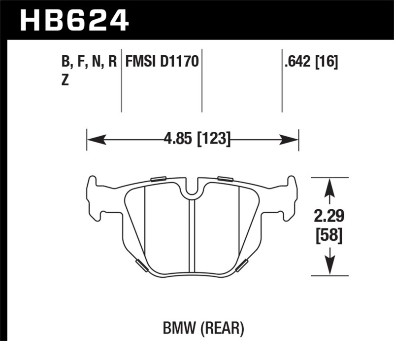 Hawk HB624B.642 HPS 5.0 Disc Brake Pad 0.642 Thickness For 15 BMW X1