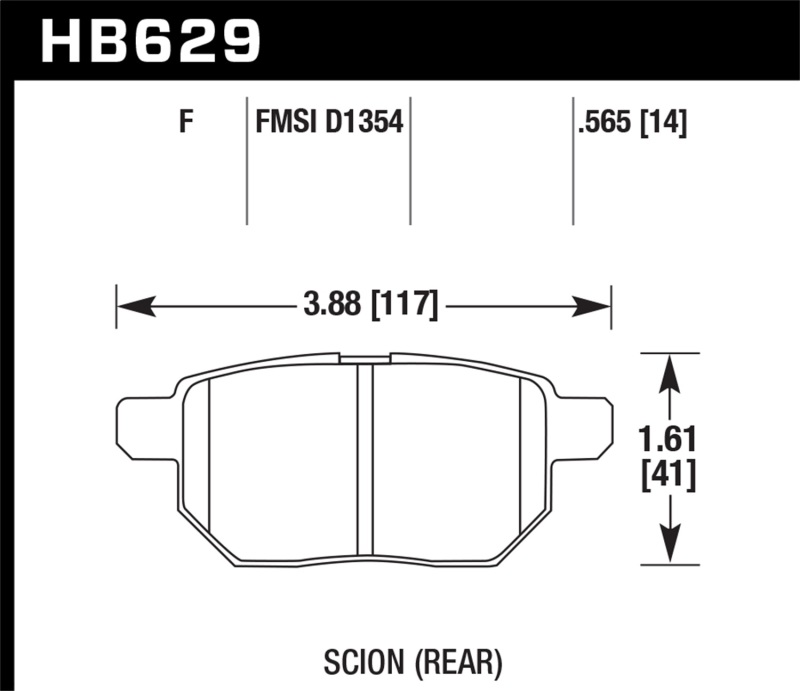Hawk HB629F.565 HPS Disc Brake Pad 0.565 Thickness