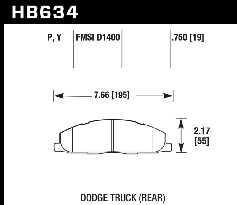Hawk HB634P.750 Super Duty Street Brake Pads Rear For 11-16 Ram 3500 NEW