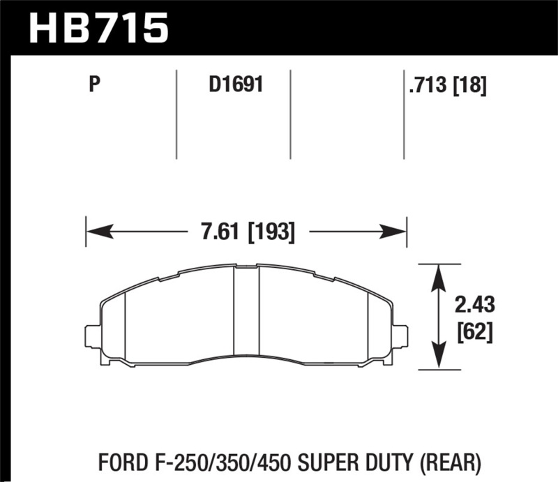 Hawk HB715P.713 SuperDuty Disc Brake Pad 0.713 Thickness