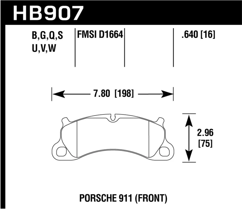 Hawk HB907B.640 Performance HPS 5.0 Front Disc Brake Pad Set For Porsche 911