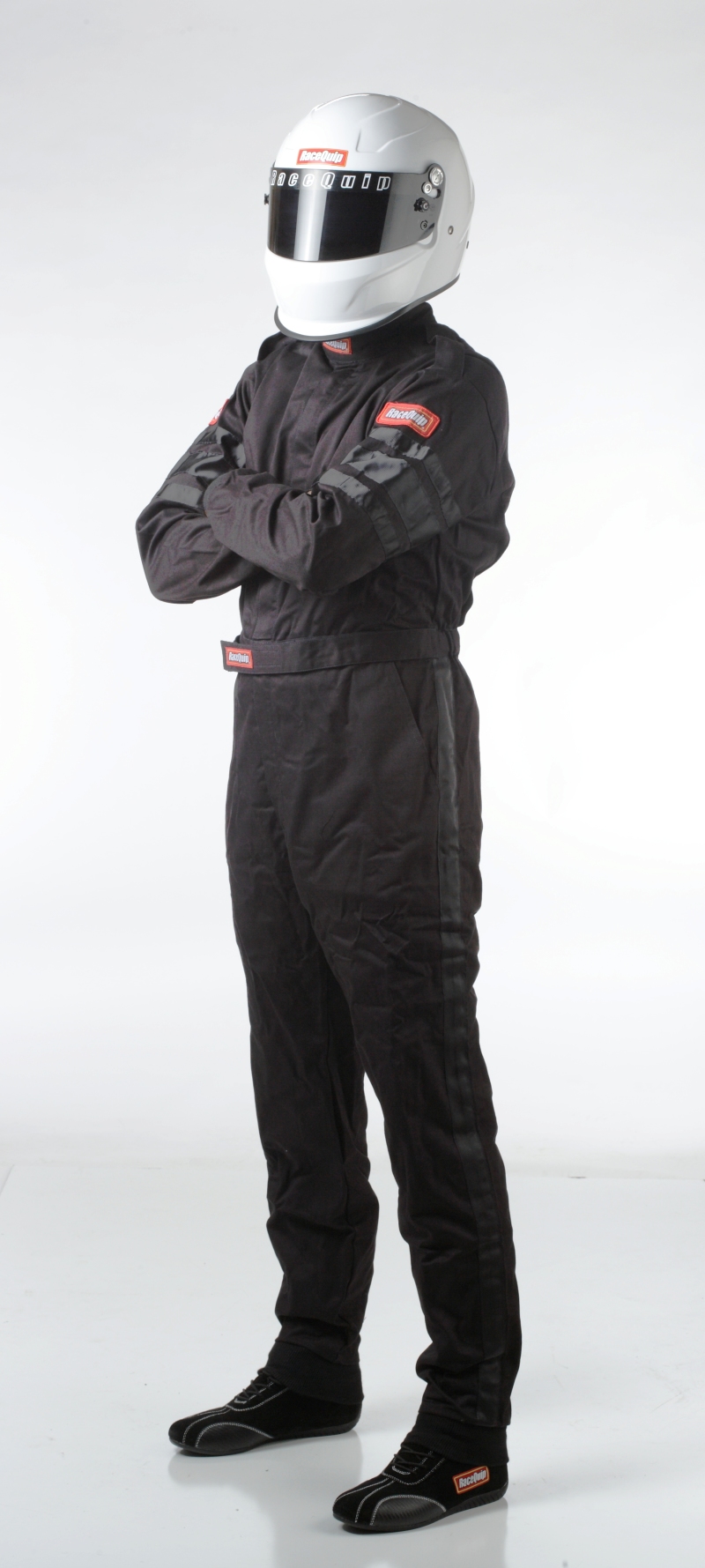 Racequip 110004 SFI-1 Single Layer One Piece Type Driving Suit Black Medium-Tall