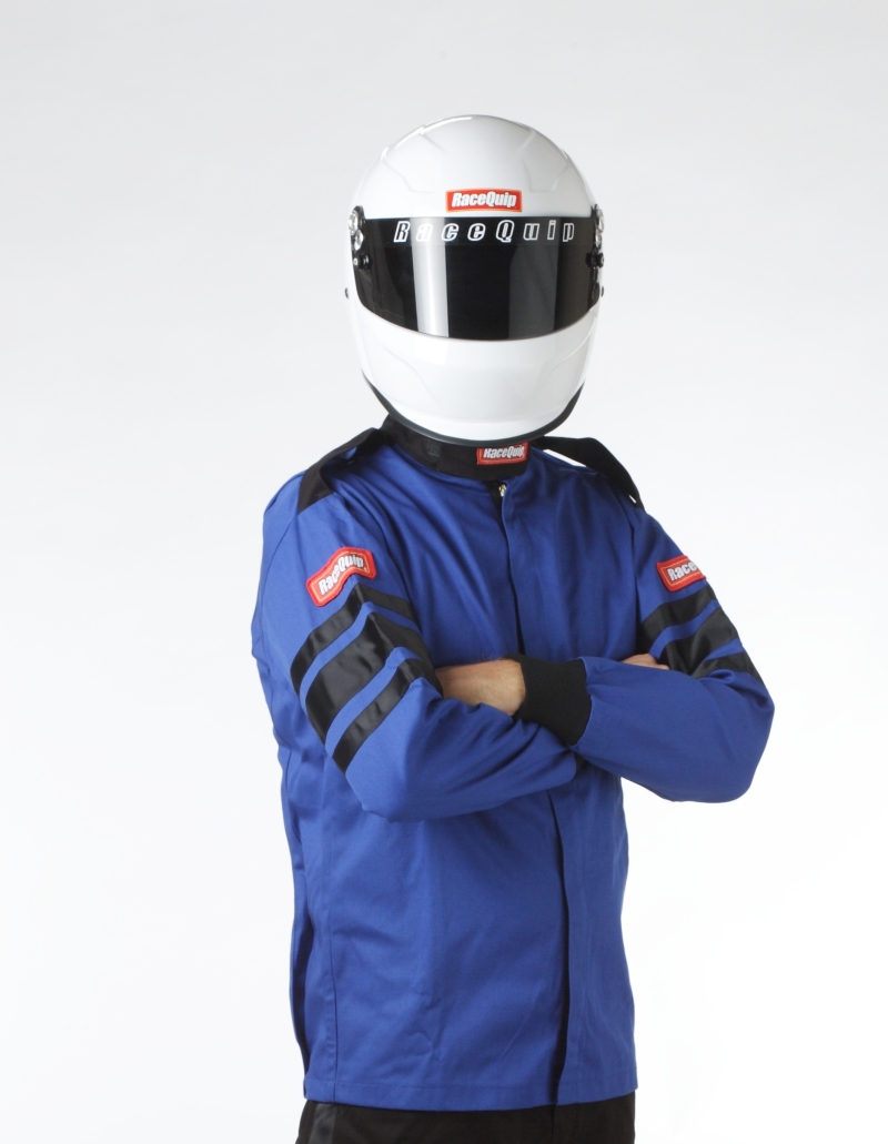 Racequip 111023 Jacket; 110 Series; SFI 3.2A/1; Blue/Black Stripe; Medium