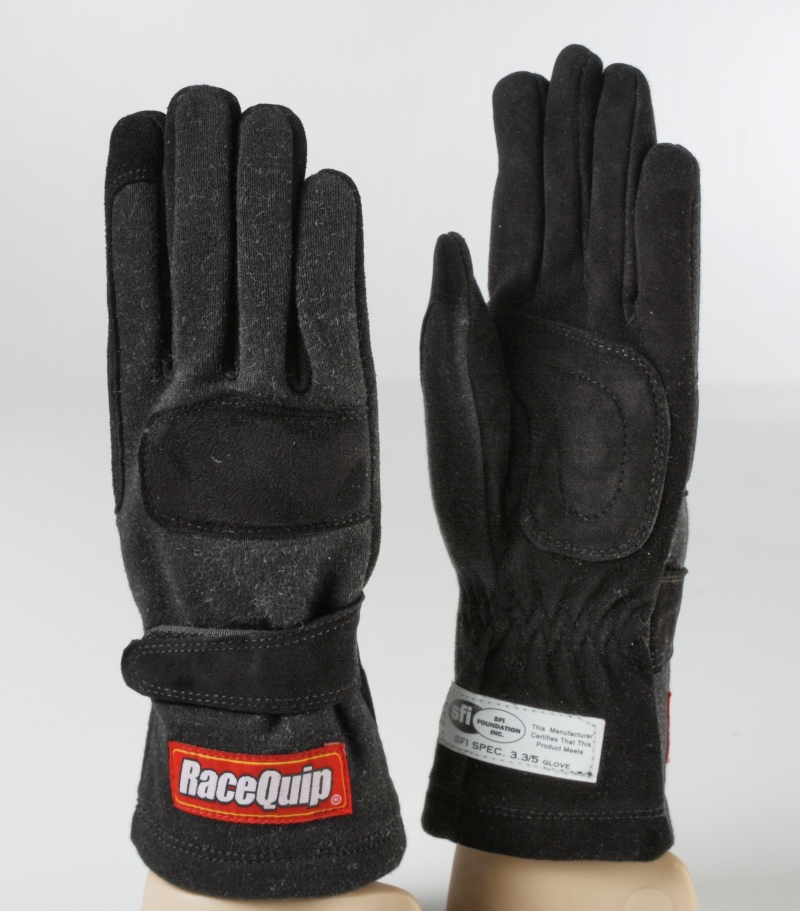 Racequip 355001 Gloves; 355 Series; ; Nomex / Suede; Black / Black; X-Small