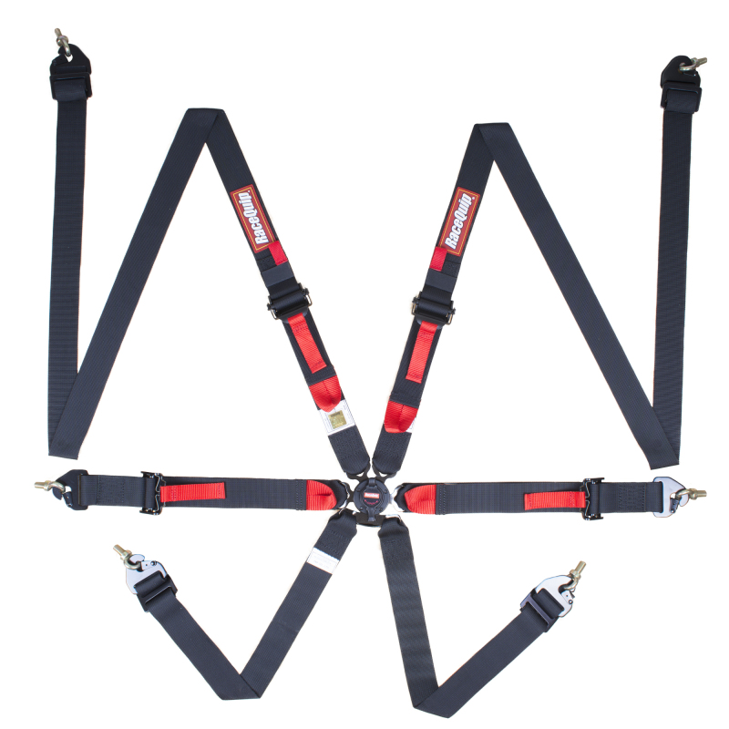 RaceQuip 856006 6-Point Camlock Racing Harness - Pull-Up, Black NEW