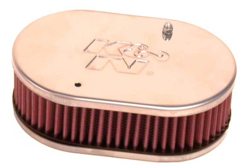 K&N Universal Custom Air Filter - Oval - Red - 51mm Neck Flange - 56-9105