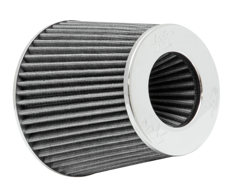 K&N Universal Filter Chrome Round Tapered White - 4in Flange ID x 1.125in Flange Length x 5.5in H - RG-1001WT