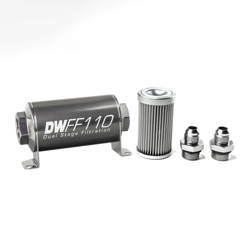 DeatschWerks 8-03-110-010K-8 Fuel Filter Inline Mount Inlet/Outlet 110mm Length