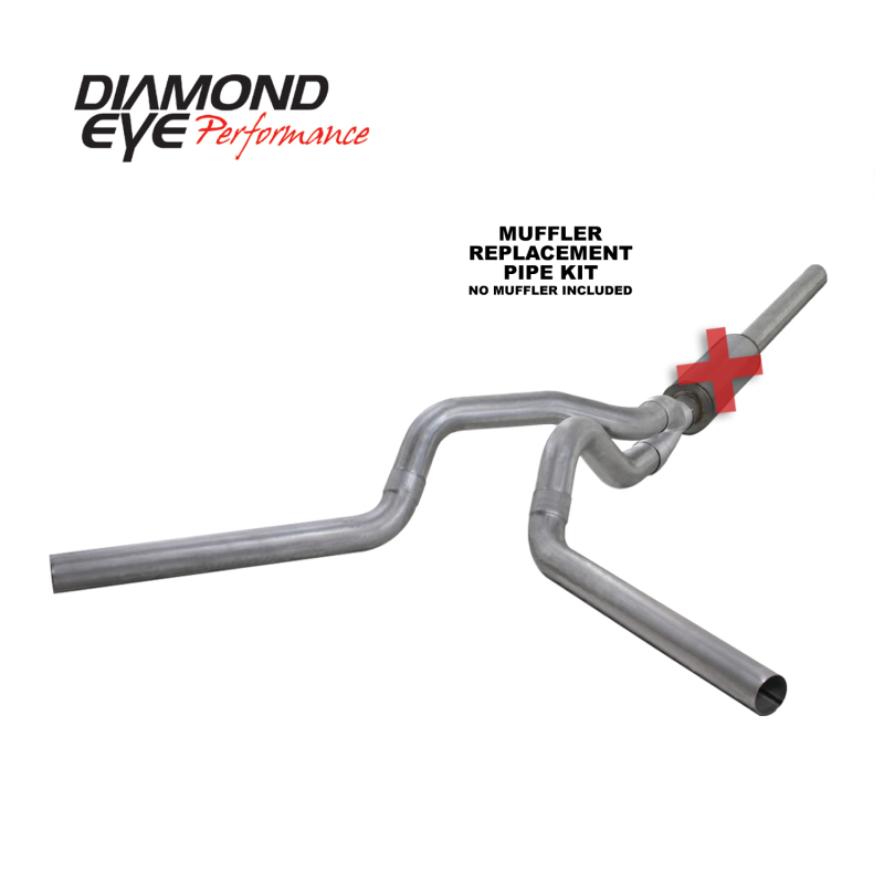 Diamond Eye KIT 4in CB MFLR RPLCMENT PIPE DUAL AL: 2004.5-2007.5 DODGE CUMMINS 600 - K4236A-RP