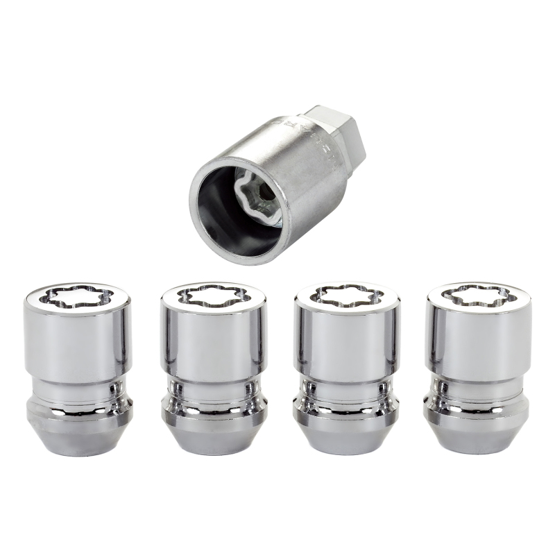 McGard 24154 Chrome Cone Seat Wheel Lock Set (M12 x 1.25 Thread Size); Set of 4