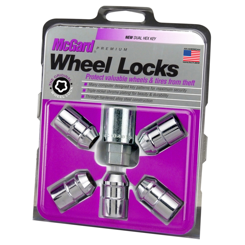 McGard Wheel Lock Nut Set - 5pk. (Cone Seat) 1/2-20 / 3/4 &13/16 Dual Hex / 1.46in. Length - Chrome - 24538