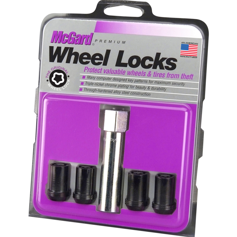 McGard Wheel Lock Nut Set - 4pk. (Tuner / Cone Seat) M12X1.5 / 13/16 Hex / 1.24in. Length - Black - 25357