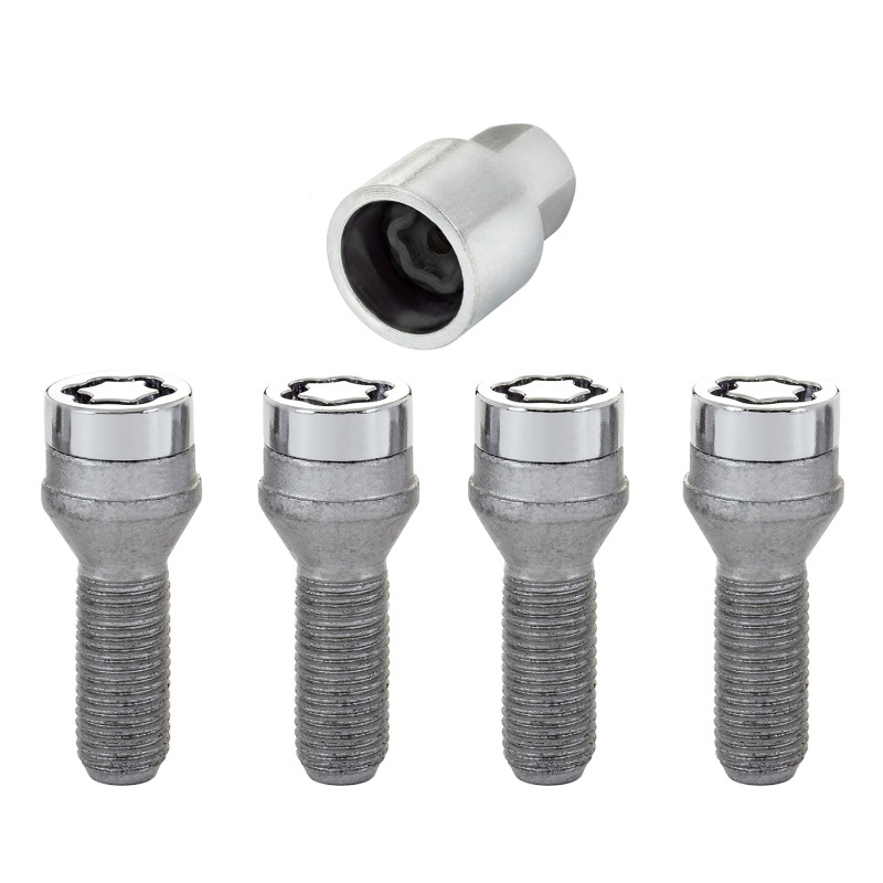 McGard Wheel Lock Bolt Set - 4pk. (Cone Seat) M14X1.5 / 19mm Hex / 31.0mm Shank Length - Chrome - 27000