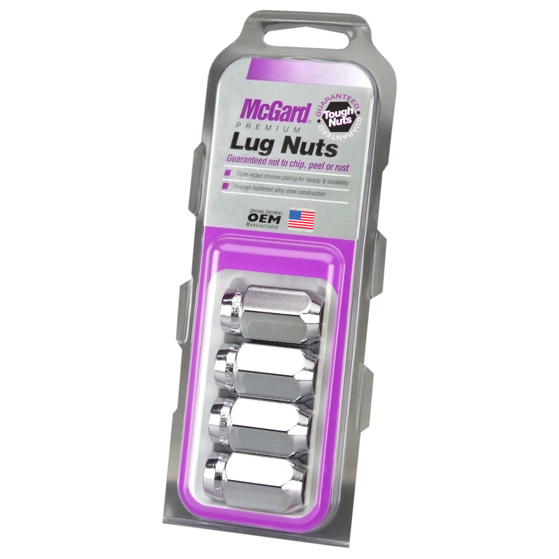 McGard Hex Lug Nut (Cone Seat) 1/2-20 / 13/16 Hex / 1.5in. Length (4-Pack) - Chrome - 64000