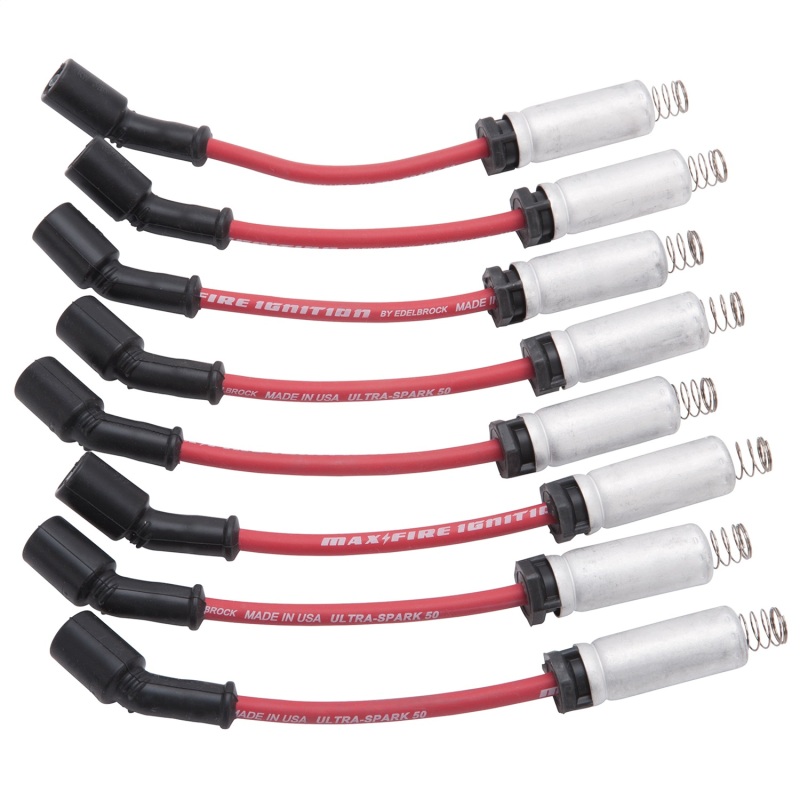 Edelbrock Spark Plug Wire Set Ls Kit w/ Metal Sleeves 99-15 50 Ohm Resistance Red Wire (Set of 8) - 22715