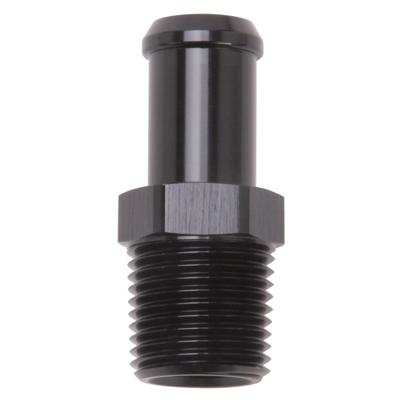 Edelbrock Hose End Straight 1/2In NPT to 5/8In Barb Black Anodize - 8159