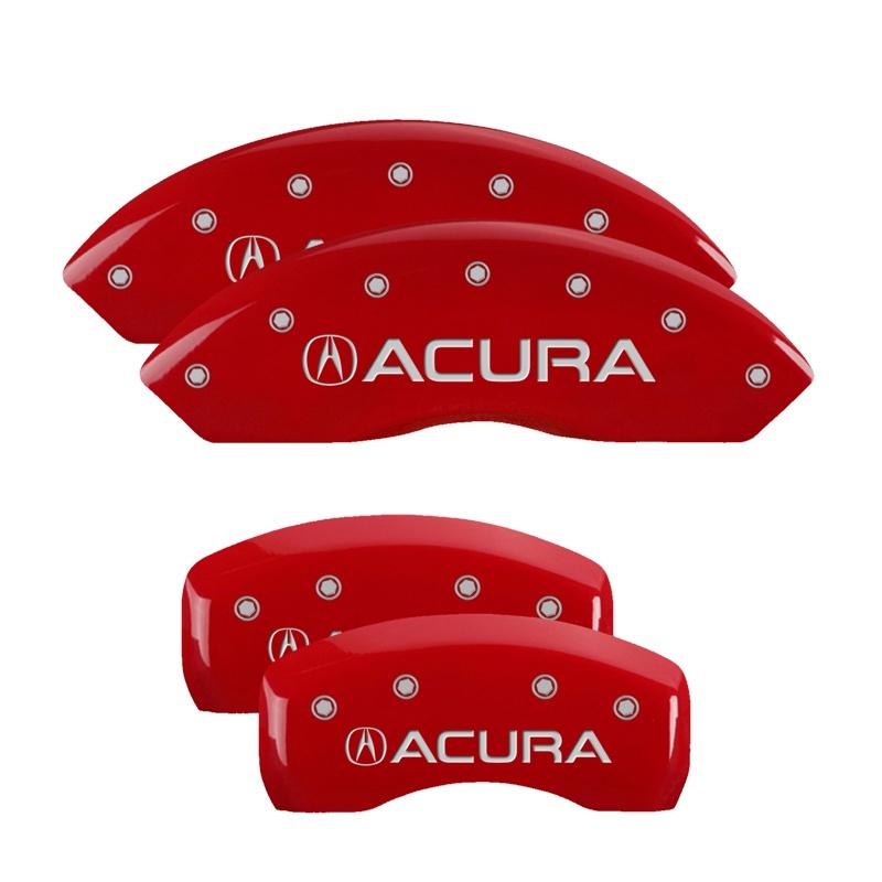 MGP 4 Caliper Covers Engraved Front & Rear Acura Red finish silver ch - 39001SACURD