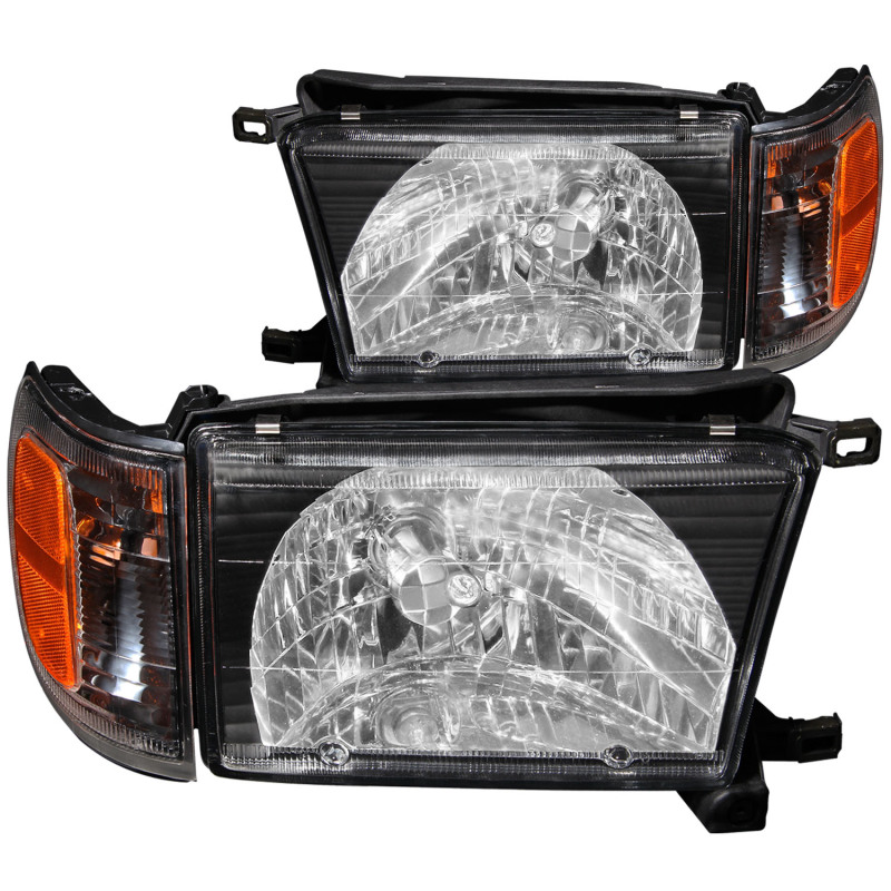 Anzo 111077 Crystal Headlight Set, Clear Lens, Black Housing, Pair NEW