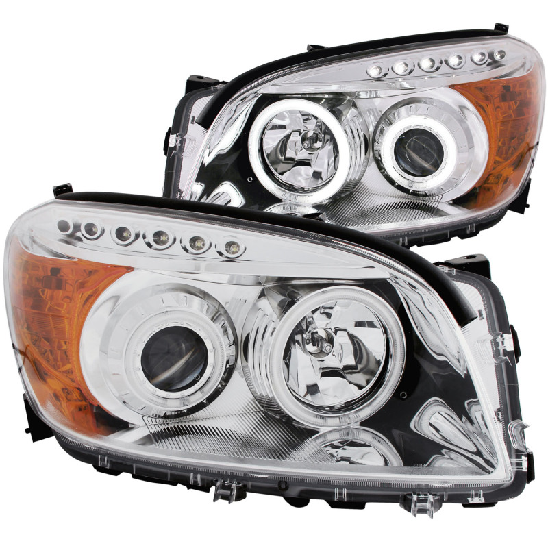 ANZO fits 2006-2008 Toyota Rav4 Projector Headlights w/ Halo Chrome (CCFL) - 111121