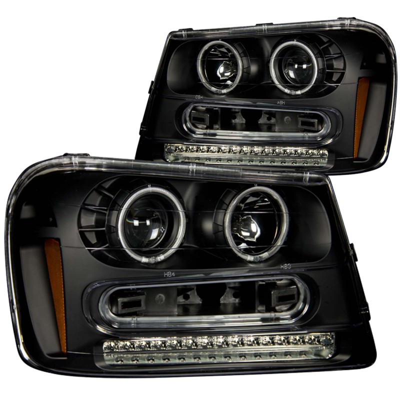 ANZO fits 2002-2009 Chevrolet Trailblazer Projector Headlights w/ Halo Black - 111127