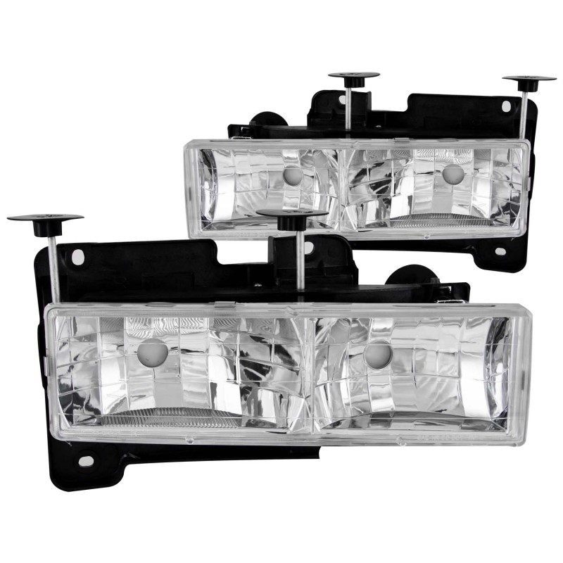 Anzo 111136 Crystal Headlight Set Clear Lens Chrome Housing Pair w/o Bulbs