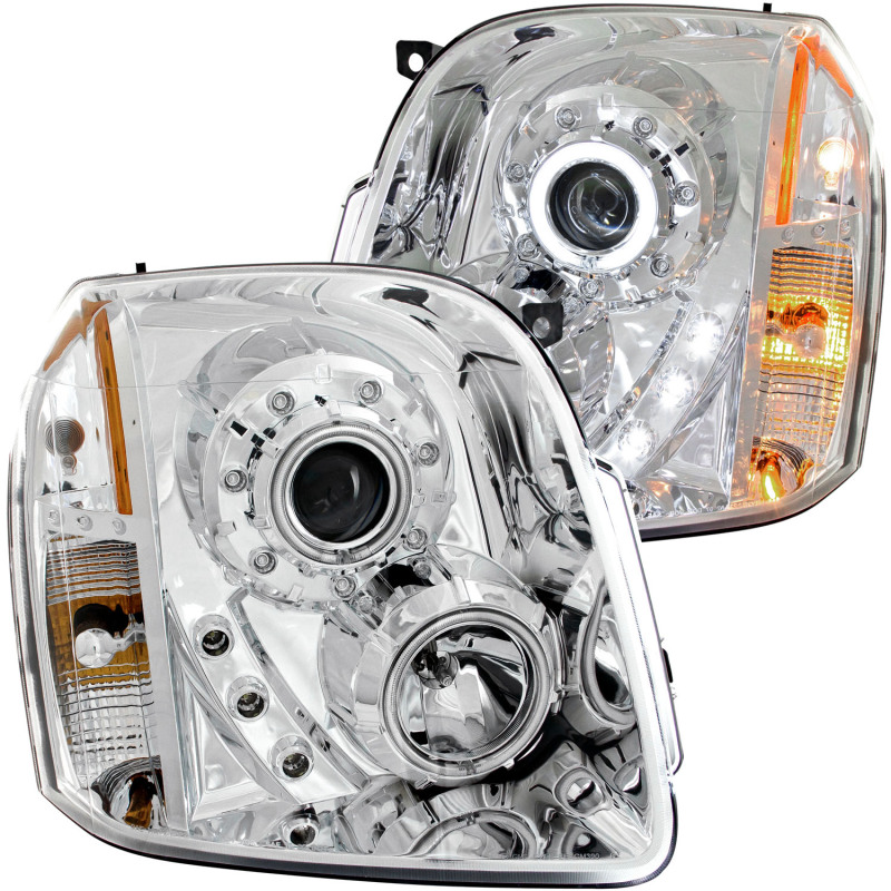 Anzo 111147 Projector Headlight Set w/Halo Clear Lens Chrome Housing Pair NEW