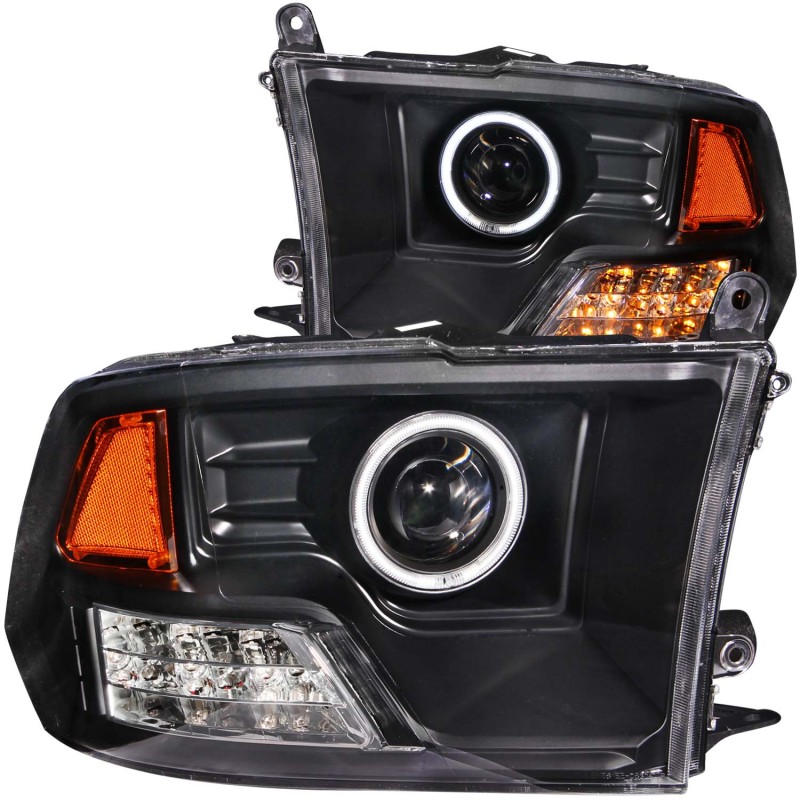 ANZO fits 2009-2015 Dodge Ram 1500 Projector Headlights w/ Halo Black (CCFL) - 111159