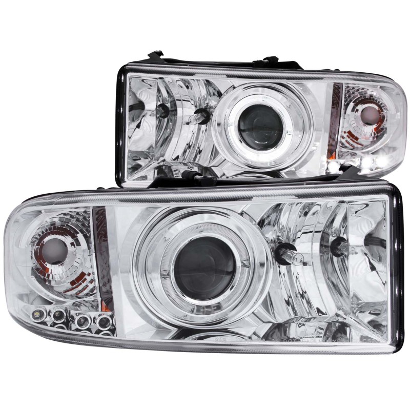 Anzo 111195 Projector Headlight Set w/Halo Clear Lens Chrome Housing Pair NEW