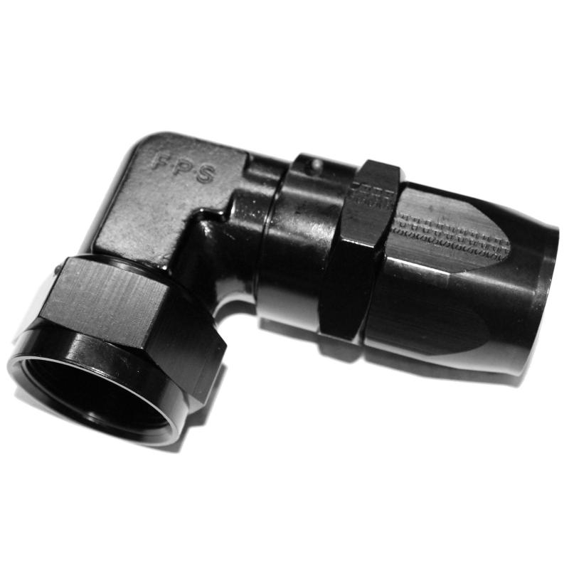 FRAGOLA 109110-BL 90 Degree Low Profile Hose End Fitting Adapter -10 AN Black