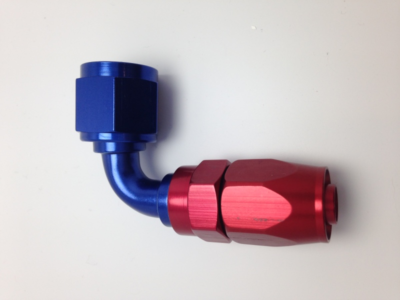 FRAGOLA 229007 8AN to 6AN 90 Degree Reducer Hose End Fitting Aluminum Blue/Red