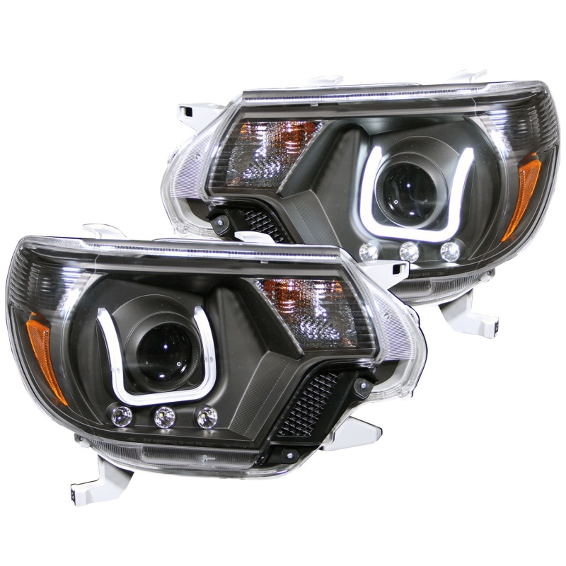 Anzo 111290 Projector Headlight Set Clear Lens Black Housing Pair w/U-Bar NEW