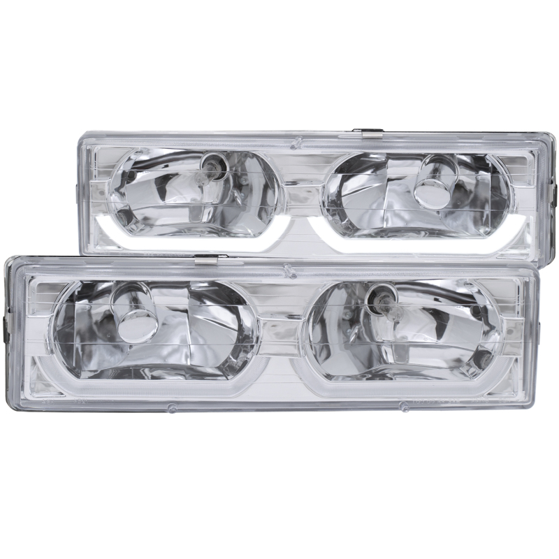 Anzo 111300 Crystal Headlight Set Clear Lens w/Low Brow For 95-99 Tahoe