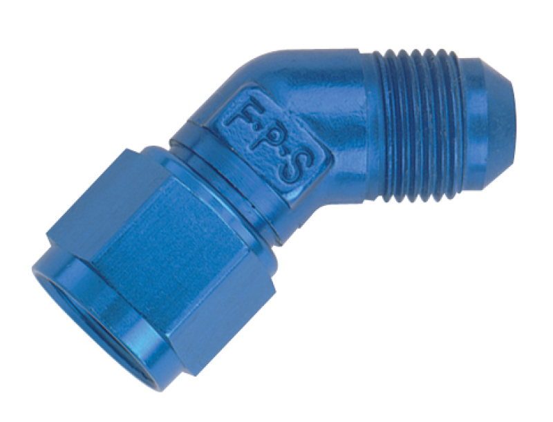 FRAGOLA 498003 45 Degree Swivel Fitting Adapter -6 AN Female to Male - Blue