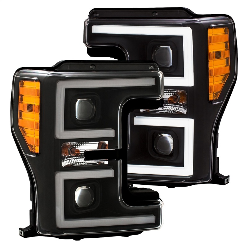 Anzo 111388 Projector Headlight Set, w/Plank Style Switchback, Black w/Amber