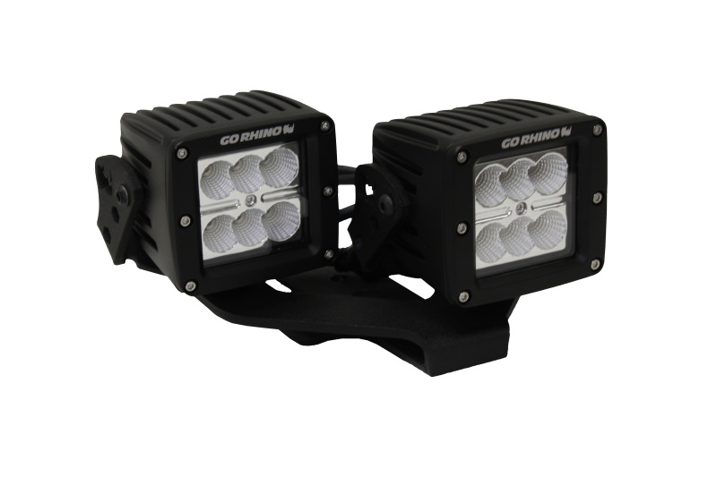 Go Rhino 732231T Center Hood Mount - Dual 3" LED Cubes with Offset Mount