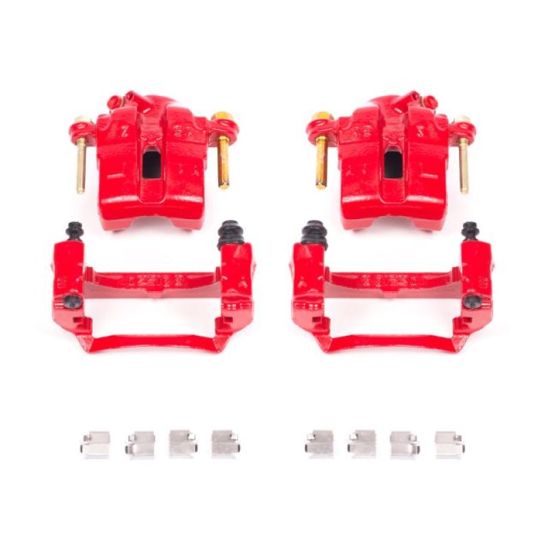 Power Stop S1704 Red Powder Coated Calipers For 94-02 Mazda Miata 1.8L