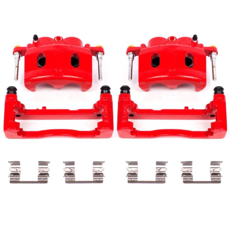 Power Stop 08-16 Cadillac Escalade Front Red Calipers w/Brackets - Pair - S4918A