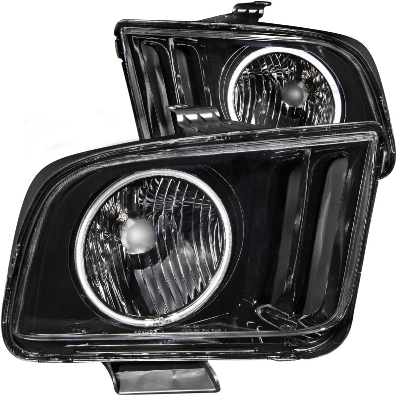 ANZO fits 2005-2009 Ford Mustang Crystal Headlights w/ Halo Black (CCFL) - 121033