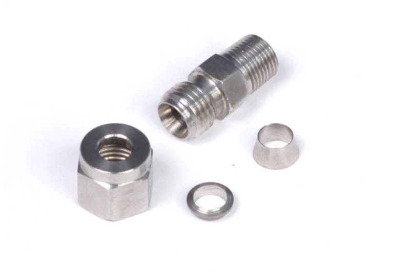 Haltech 1/4in Stainless Compression 1/8in NPT Thread Fitting Kit (Incl Nut & Ferrule) - HT-010813