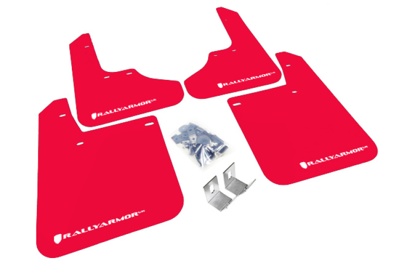 Rally Armor MF2-UR-RD/WH Red UR Mud Flap White Logo For 93-01 Subaru Impreza
