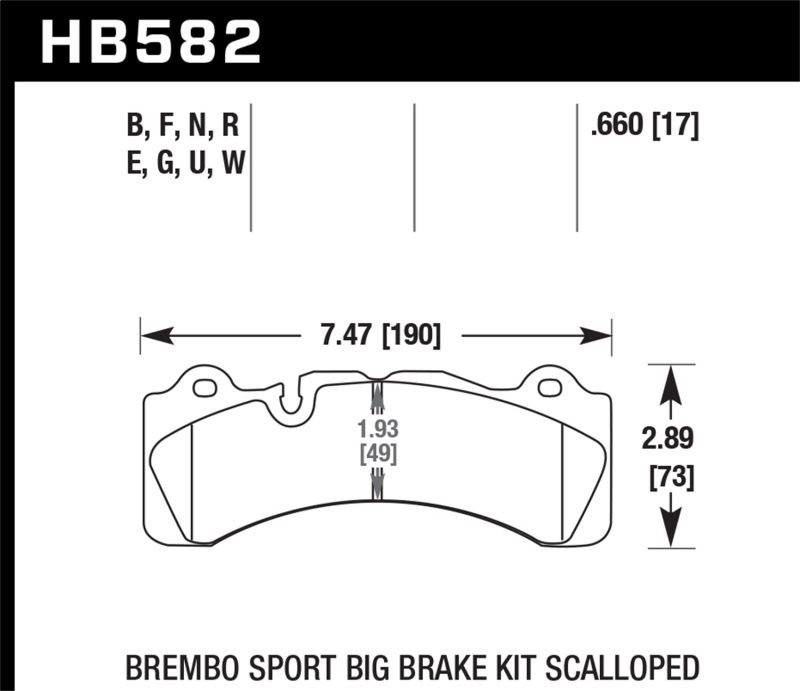 Hawk HB582U.660 DTC-70 Disc Brake Pad 0.660 Thickness