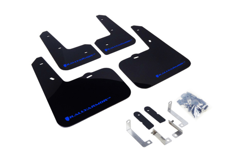 Rally Armor MF24-UR-BLK/BL Black UR Mud Flap Blue logo