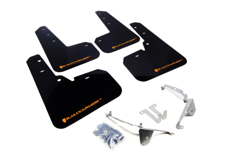 Rally Armor MF26-UR-BLK/OR Black UR Mud Flap Orange Logo