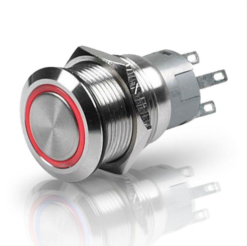 Hella Switch Push Stainless Steel SPST LED Red 12V - 958455001