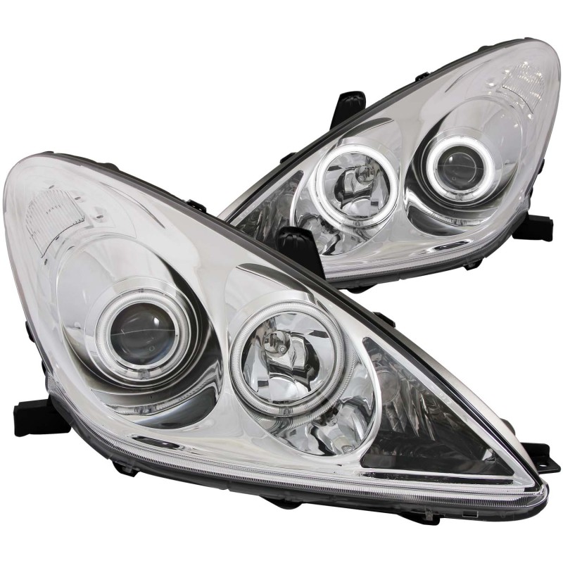 Anzo 121173 Projector Headlight Set w/Halo Clear Lens Chrome Housing Pair NEW